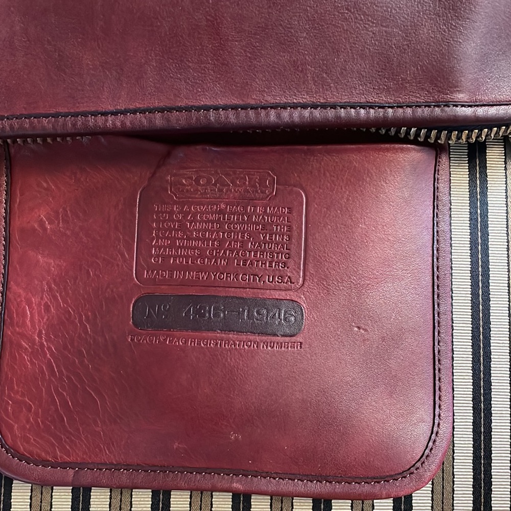 VINTAGE COACH BASIC BAG ZIPPERED CLUTCH 9455 BURGUNDY GLUE IN REG NEW YORK CITY - Picture 7 of 11